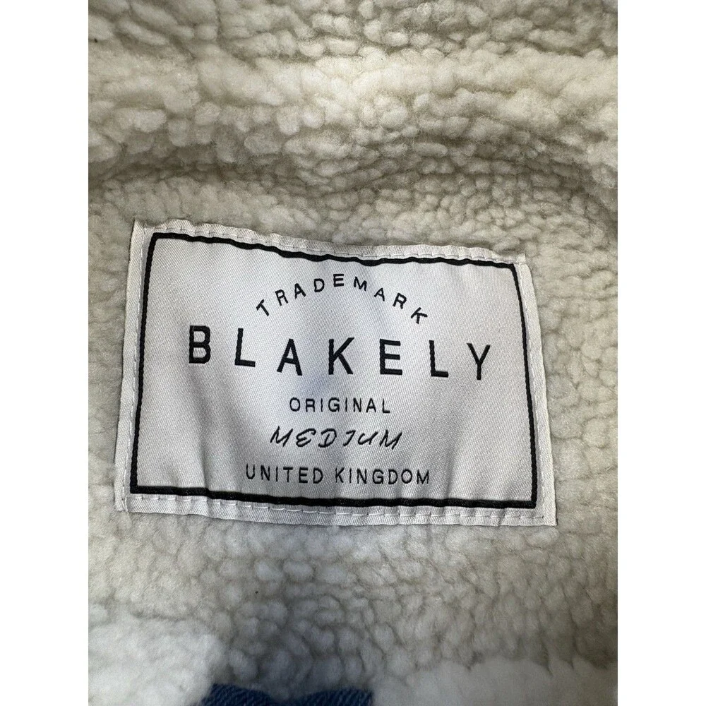Blakely Mens Blue Jean Denim Jacket Sherpa Fleece Lined Trucker size Medium